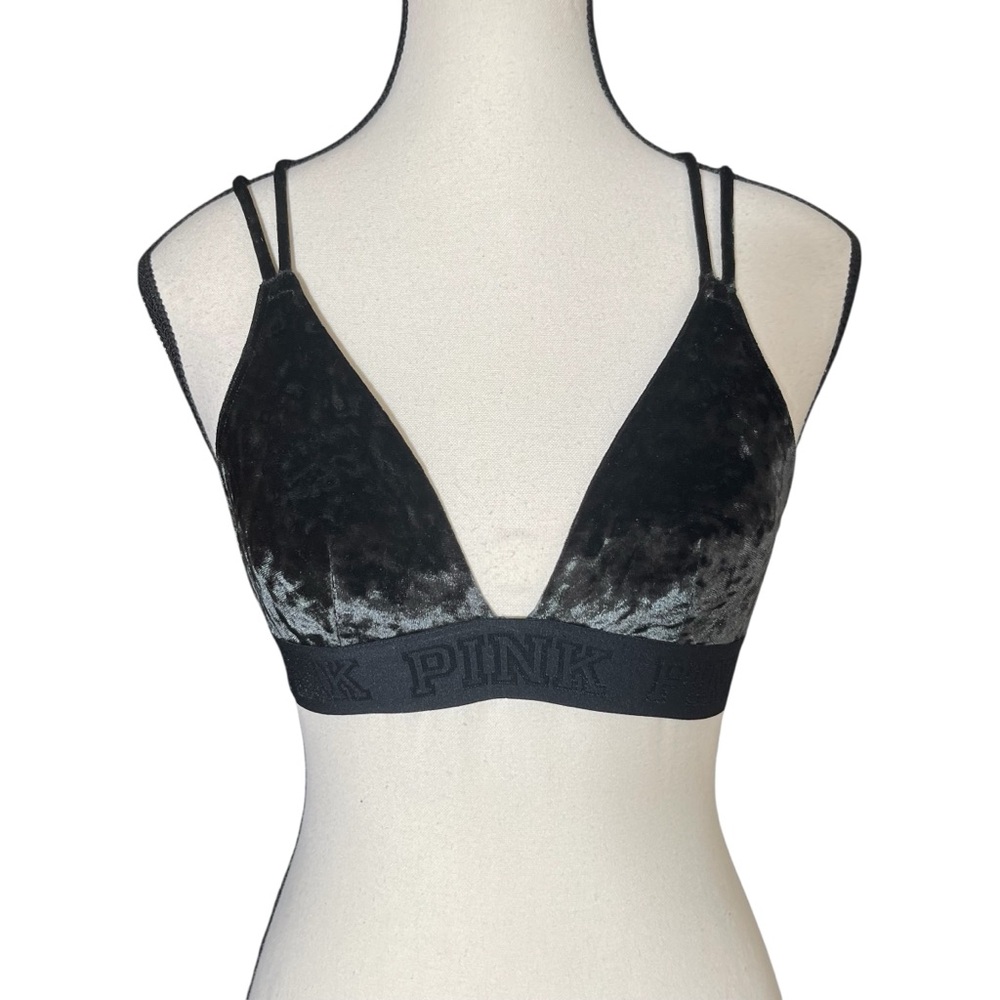 PINK Victoria's Secret Green Velvet Criss-Cross Bra Top Pink Label XS